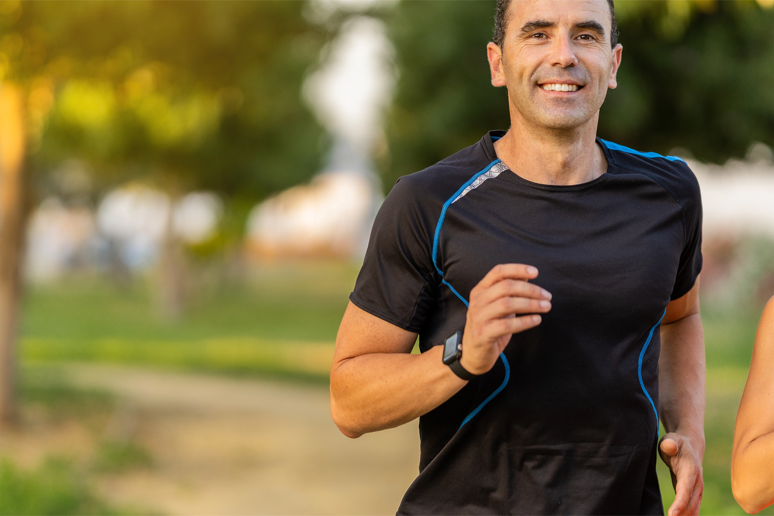 man out for a jog in park